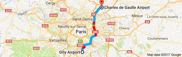 Orly airport to charles de Gaulle airport