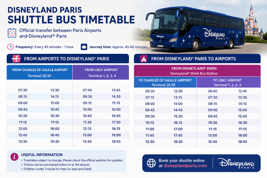 disneyland paris shuttle bus time table