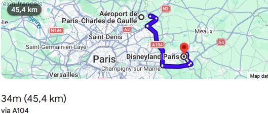 how long doest takes cdg to disneyland paris