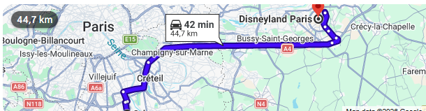 orly to disneyaland paris distance