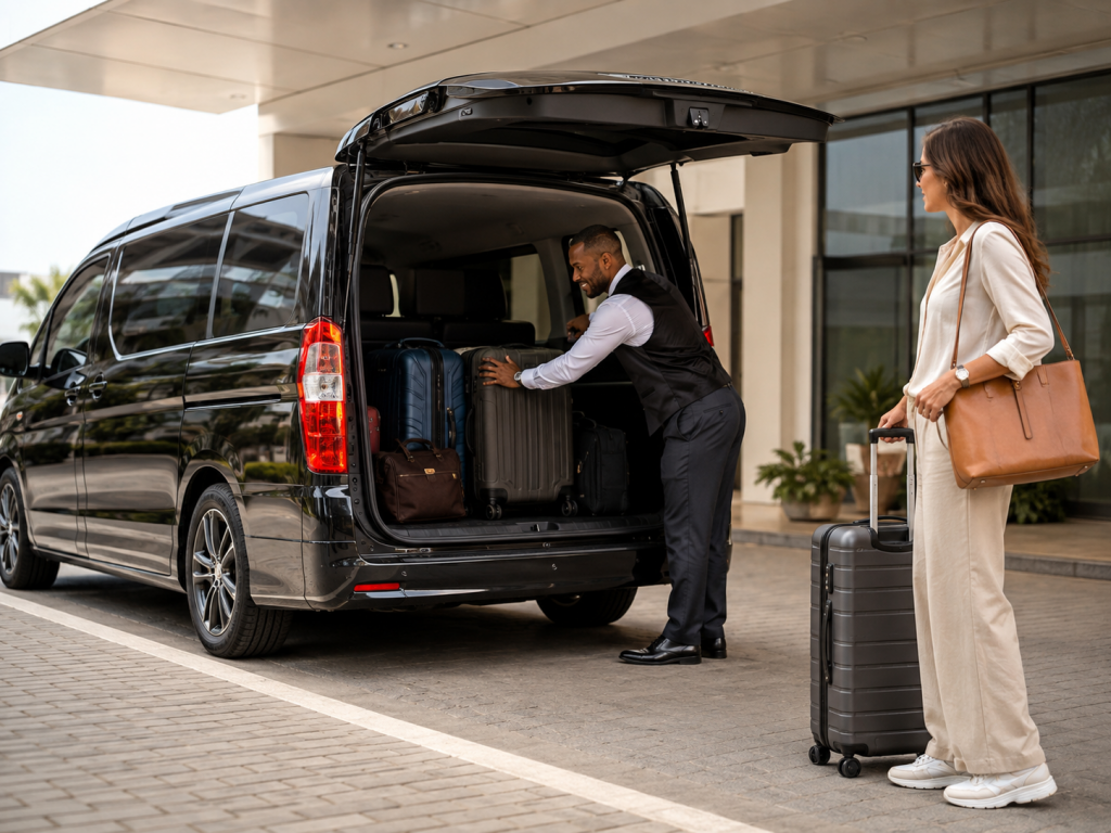 private transfer van with luggaes