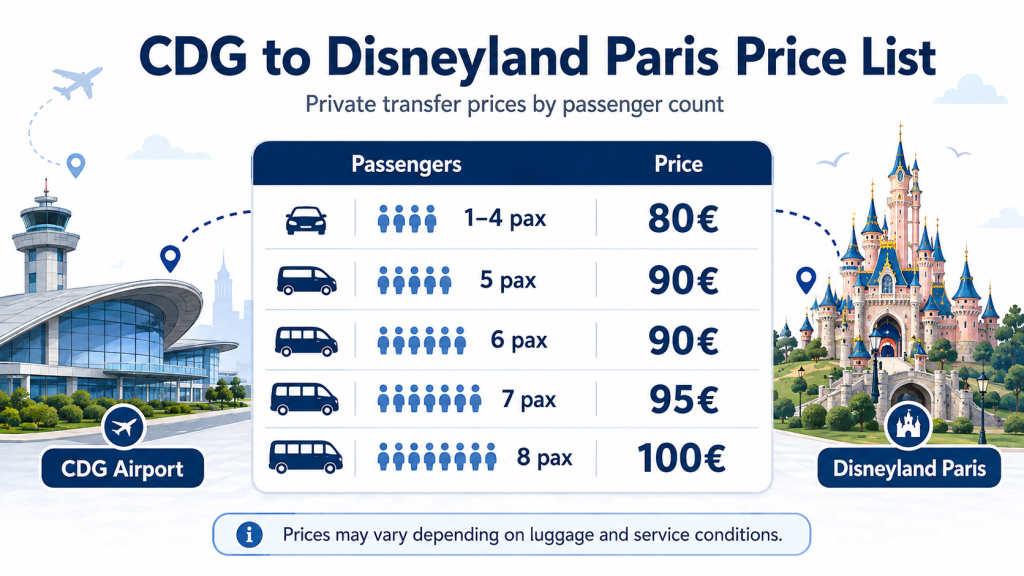 taxi fare cdg airport to disneyland paris